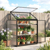 Polycarbonate Greenhouse with 2-Tier Shelves Gardening Green House for Patio Garden, Black