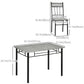 5 Pieces Diner Tables Dining Room Sets for 4 People with Marble Effect Tabletop Padded Chairs and Metal Frame Grey