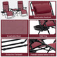 Zero Gravity Chair Set of 2 Patio Chair with Side Table Cupholders and Pillows for Pool, Backyard, Lawn, Beach, Red