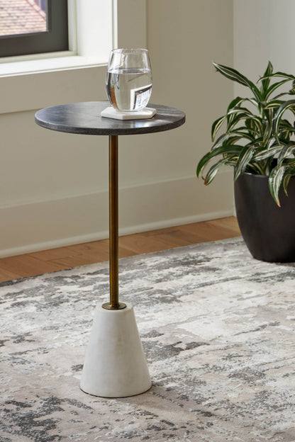 Caramont - Black / White / Gold Finish - Accent Table with White Base - Forward Furniture