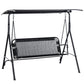 2-Person Porch Swing Chair, 2 Seater Patio Swing Bench w/ Adjustable Canopy, Breathable Seat for Garden, Poolside, Black