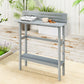 110cm Rectangle Outdoor Bar Table with Built-in Footrest, Slatted Top, Grey