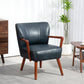 Faux Leather Accent Armchair with Wood Legs - Blue