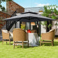 10' x 10' Cantilever Patio Umbrella, Double Top Square Offset Umbrella with 360° Rotation, Light Grey