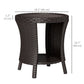 18" Wicker Outdoor Coffee Table, PE Rattan Patio Side Table with 2-Tier Storage, Composite Wood Top, Brown