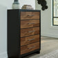 Kraeburn - Brown / Black - Five Drawer Chest