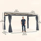 10' x 13' Outdoor Hardtop Pergola Gazebo with Polycarbonate Roof, UV Protection Sun Shelter with Curtains for Garden, Patio and Outdoor Events