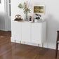 Sideboard Buffet Cabinet with Gold Legs - White