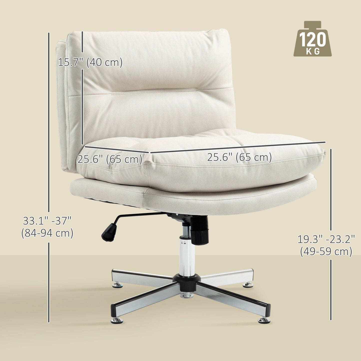 Armless Criss-Cross Office Chair with Tilt - Light Grey