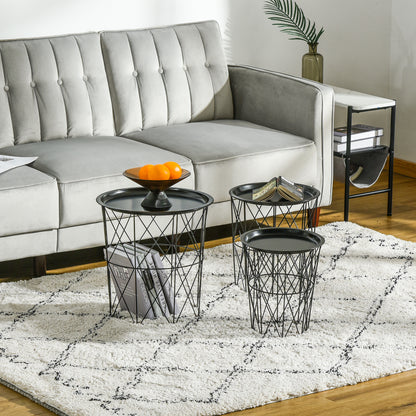 Round Nesting Coffee Tables Set of 3 - Black