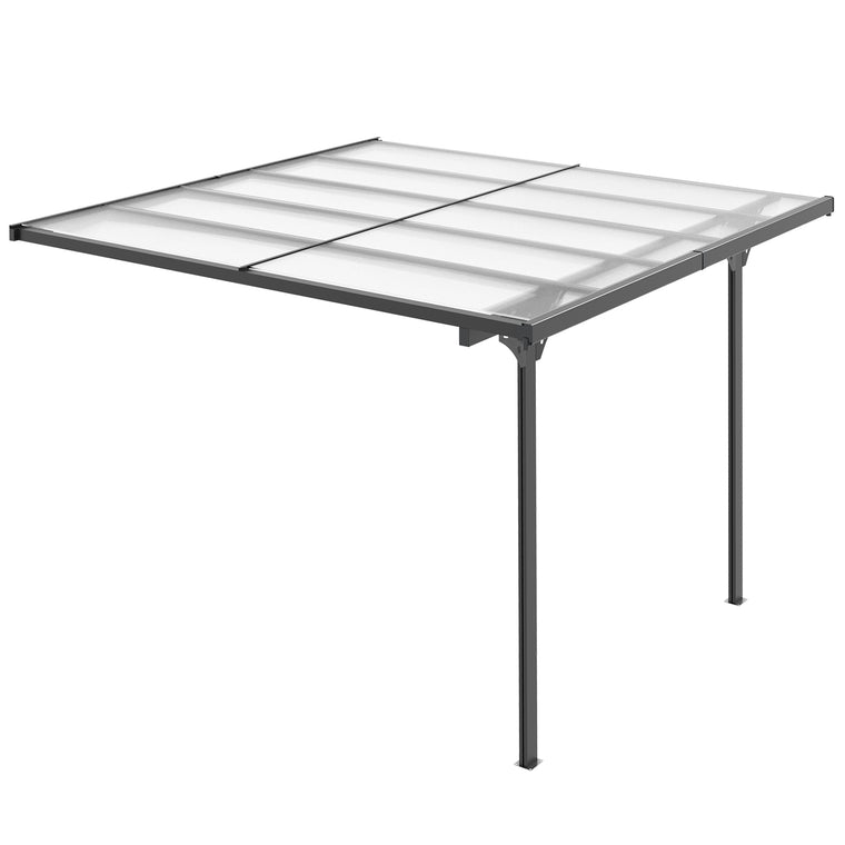 10' x 10' Grey Aluminum Pergola with Polycarbonate Roof