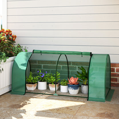 79" x 39" x 32" Green Mini Greenhouse with Zippered Doors