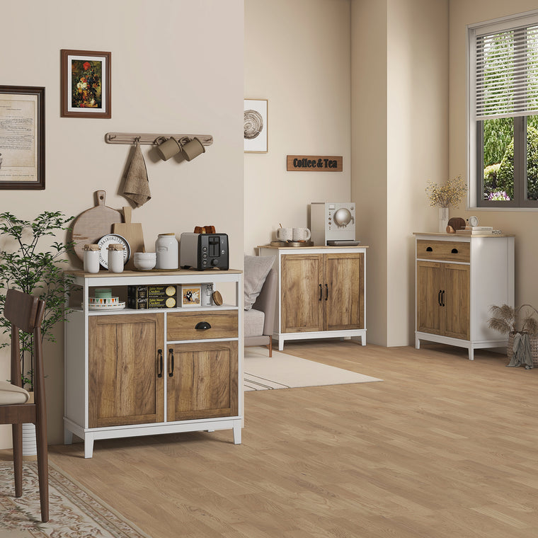 Farmhouse Sideboard with 2 Doors and Shelves - Dark Oak