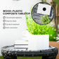 18" Wicker Outdoor Coffee Table, PE Rattan Patio Side Table with 2-Tier Storage, Composite Wood Top, Grey