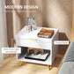 Nightstand with Fluted Panel, Bedside Table with Drawer and Open Compartment, Modern Night Table for Bedroom, White
