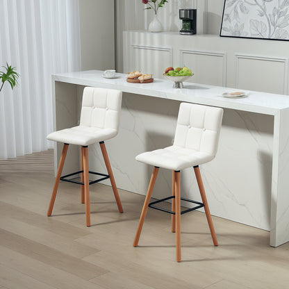 38" Upholstered Bar Stools Set of 2 - White