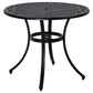 35.5" Round Outdoor Dining Table for 2-4, Cast Aluminum Garden Patio Table with 2" Umbrella Hole, Grid Top, Black