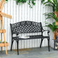 Outdoor Garden Bench, 40" Patio Bench with Aluminum Frame and Armrests, 2-Person Patio Loveseat with Floral Pattern for Park, Porch, Yard, Lawn, 485 LBS Capacity