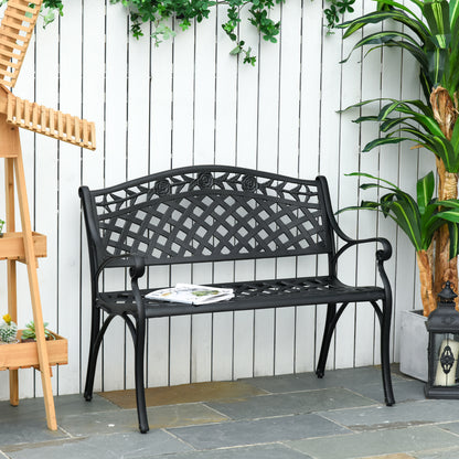40" Aluminum Garden Bench with Floral Pattern