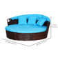 4 Pieces Outdoor Daybed with Retractable Canopy, Wicker Lounger Bed, Conversation Furniture Set, Dark Blue