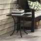 21" Square Outdoor End Table, Cast Aluminum Patio Side Table with Umbrella Hole for Garden, Balcony, Poolside, Black