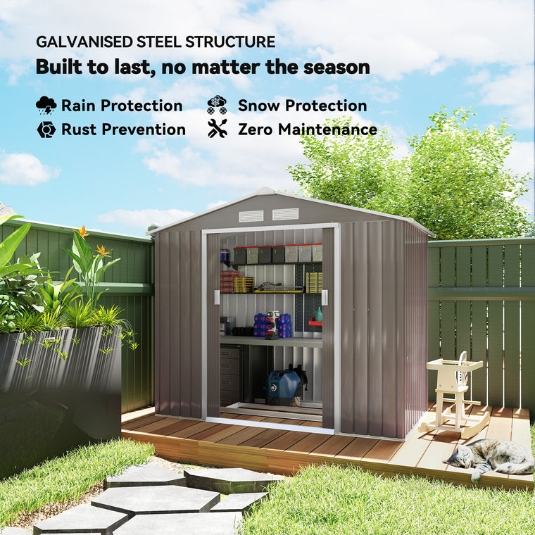 7' x 4' x 6' Metal Garden Tool Shed with Double Doors
