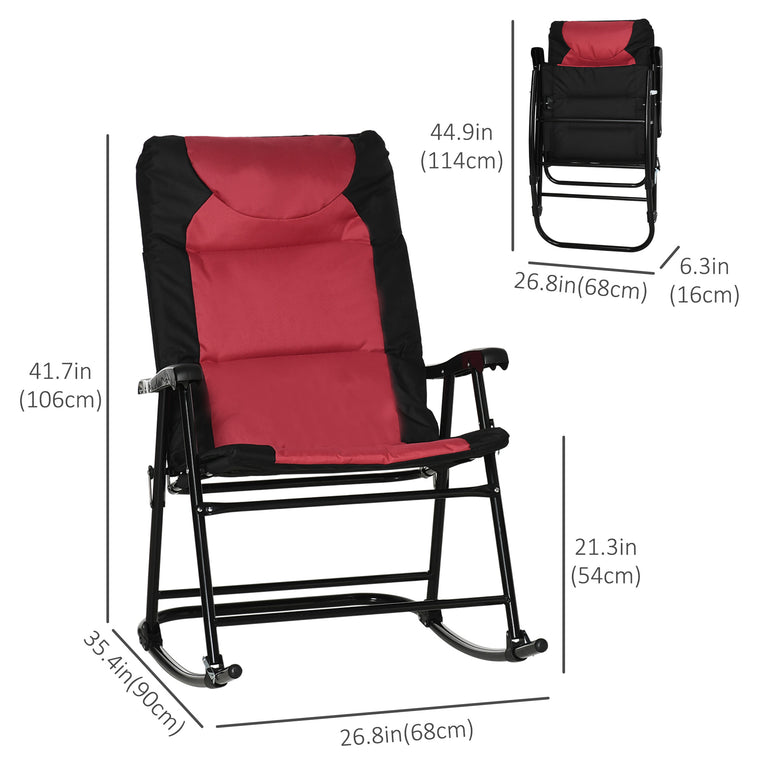 Red & Black Folding Rocking Chair Set with Armrest