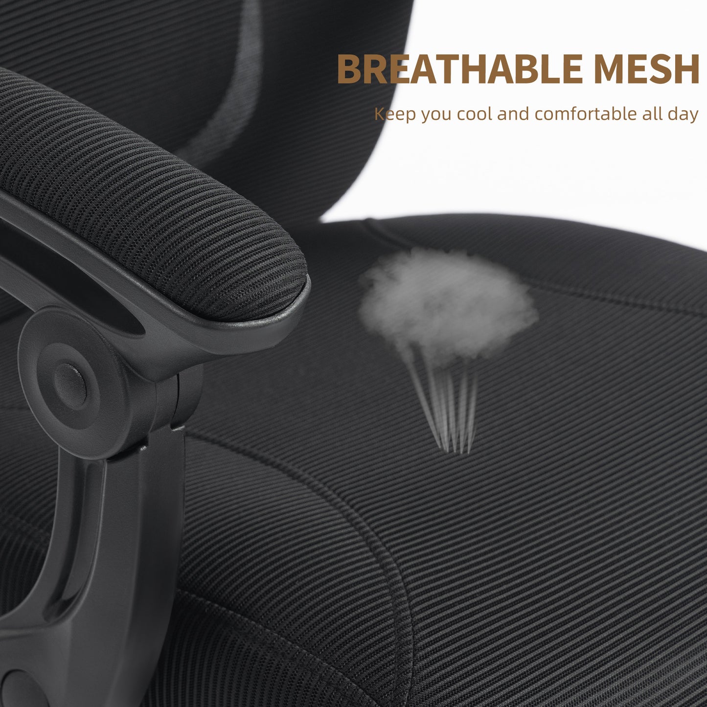 Office Chair, Ergonomic Mesh Computer Desk Chair with Adjustable Headrest, Lumbar Support, Black