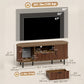 TV Stand for TVs up to 60", Modern Entertainment Center with Curved Sliding Doors and Storage, Brown