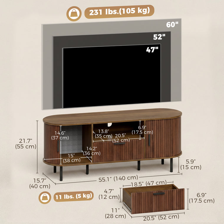 60" TV Stand with Curved Sliding Doors