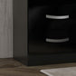 Bedside Table Set of 2, Modern Nightstand with Drawers and High Gloss Fronts, Night Table for Bedroom, Black