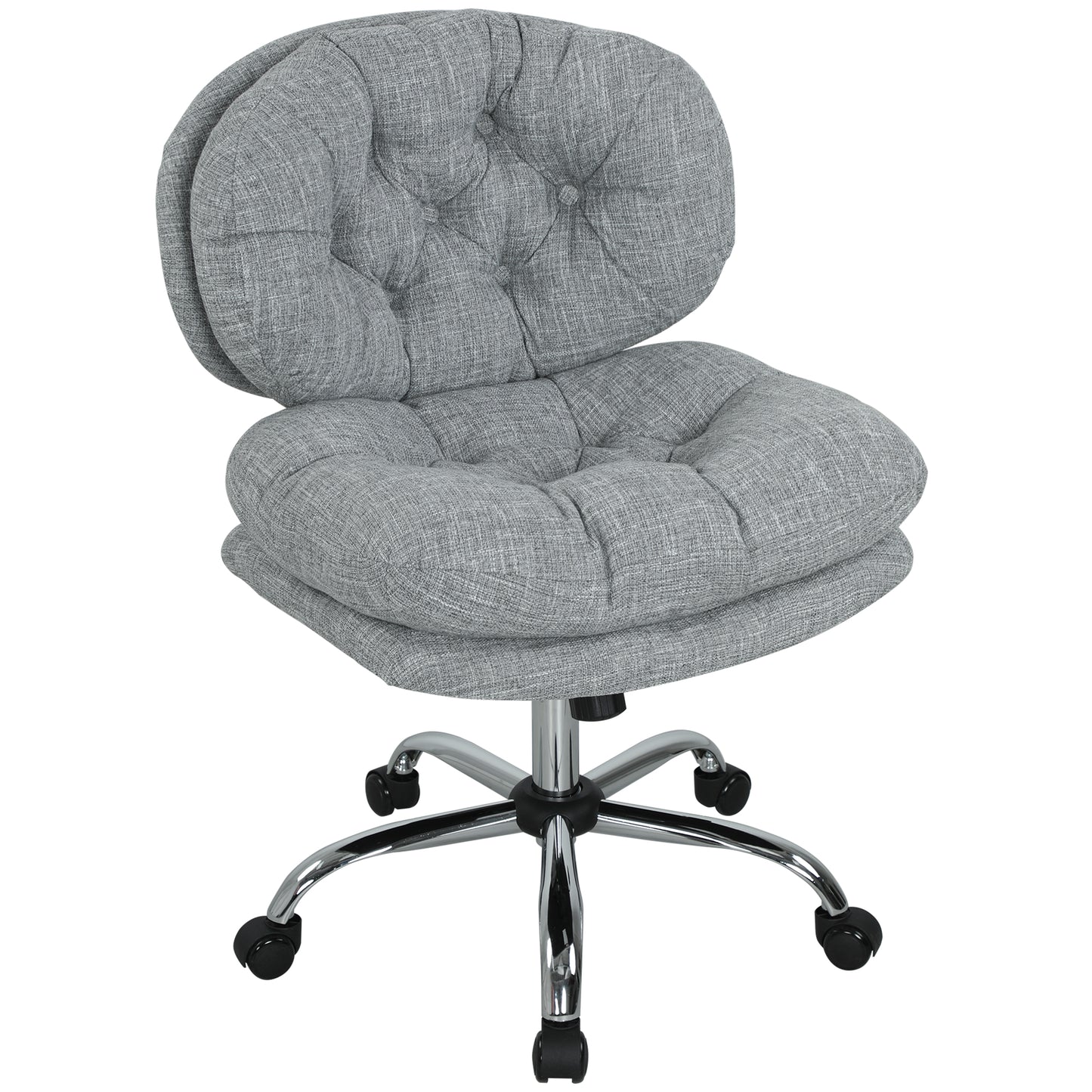Computer Desk Chair, Armless Office Chair with Wide Padded Seat and Adjustable Height, Tilt Function, Grey