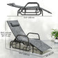 Outdoor Glider Lounge Chair, 3-Position Adjustable Tanning Chair Recliner with Headrest for Garden, Yard, Pool, Grey