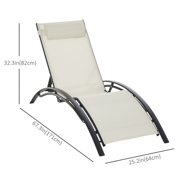 Aluminum Reclining Tanning Chair with Headrest Pillow
