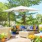 8' x 8' Cream White Offset Cantilever Umbrella with Cross Base
