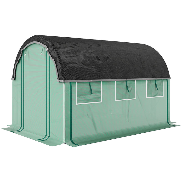 Walk-In Tunnel Greenhouse with Sunshade Net & Mesh Sidewalls