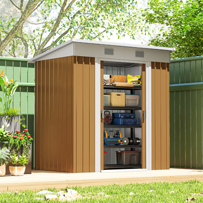 6' x 4' Metal Garden Shed with Lockable Sliding Doors and Vents