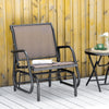 Brown Glider Chair with Mesh Seat and Metal Frame