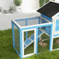 49" Wooden Rabbit Hutch With Slant Roof and Run, Light Blue