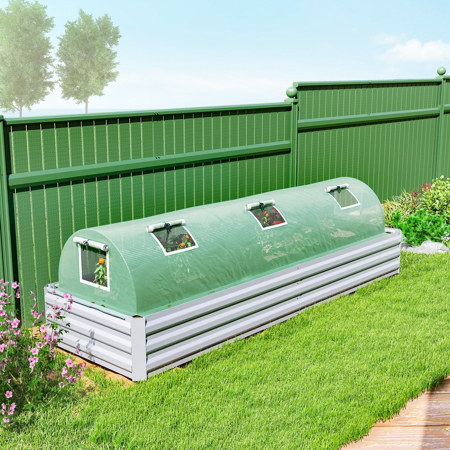 Portable Mini Greenhouse, Tunnel Growing Tent with 5 Mesh Windows and Steel Frame