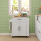 Rolling Island with Wheels for Kitchen, Kitchen Island on Rollers with Power Outlets, Drawer and Doors