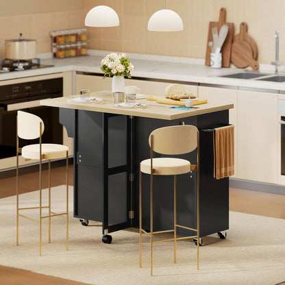 Rolling Kitchen Island Cart with Charging Station