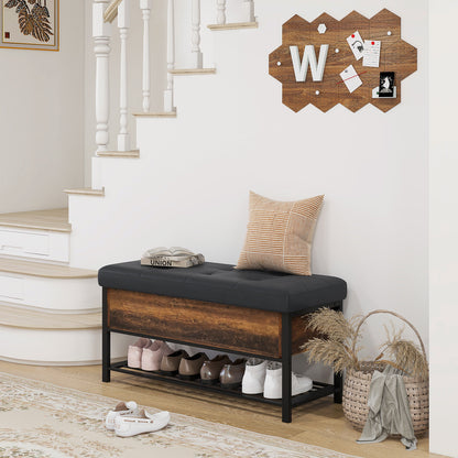 Shoe Storage Bench with Flip Top - Rustic Brown
