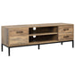 TV Stand for TV up to 50 Inches, TV Cabinet with Door, Open Storage and Drawers, TV Table with Steel Legs, Coffee