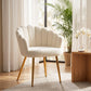 Accent Chair Petal-Back Design Modern Living Room Chair with Metal Legs Cream