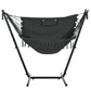 Patio Hammock Chair with Stand, Outdoor Hammock Swing Hanging Lounge Chair with Side Pocket and Headrest, Dark Grey