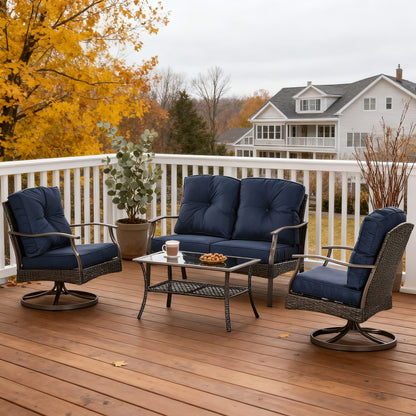 4-Piece Wicker Sofa Set with Tea Table