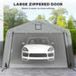 Portable Garage, Heavy Duty Carport Canopy with Ventilation Windows and Large Roll-up Door, Dark Grey