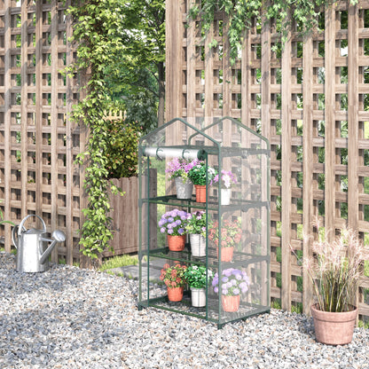 27" x 19" x 49" Transparent 3-Tier Greenhouse with Shelf Clips