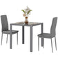3-Piece Rectangular Glass Kitchen Table and Chairs with Metal Frame and Faux Leather Upholstery for Dining Room, Grey